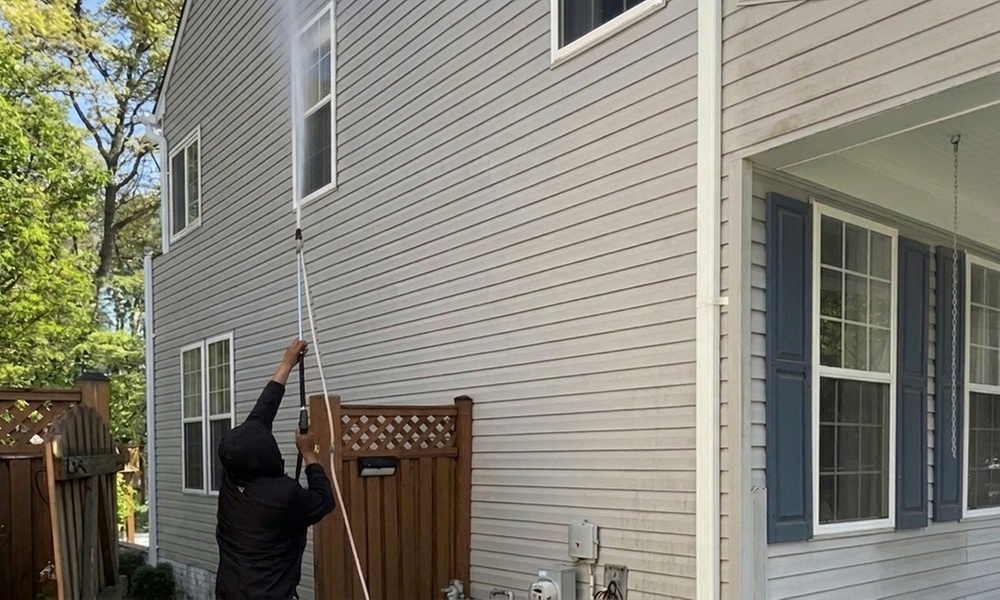 Residential Pressure Washing in action
